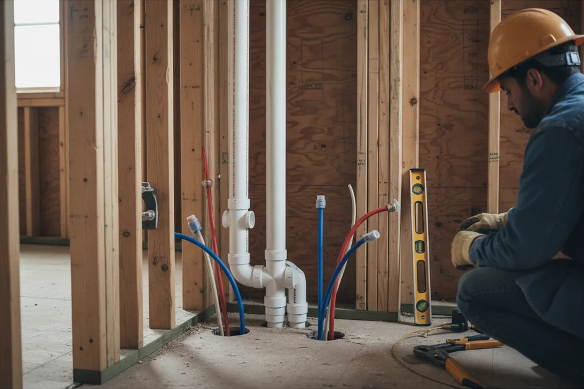 Drain and supply rough-in during Sump Pump Repair in Toms River
